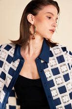 Load image into Gallery viewer, Crochet Patchwork Shirt - Navy/Ivory