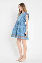 Load image into Gallery viewer, Paisley Ruffle Sleeve Babydoll Dress - Blue Multi