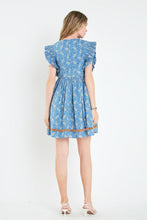 Load image into Gallery viewer, Paisley Ruffle Sleeve Babydoll Dress - Blue Multi