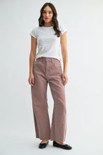 Load image into Gallery viewer, Seamed Barrel Jeans - Dark Denim - Spice Brown Stripe