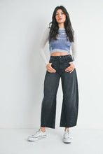 Load image into Gallery viewer, Seamed Barrel Jeans - Olive Stripe - Washed Black