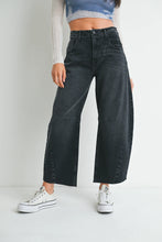 Load image into Gallery viewer, Seamed Barrel Jeans - Olive Stripe - Washed Black