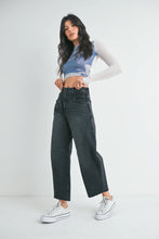 Load image into Gallery viewer, Seamed Barrel Jeans - Olive Stripe - Washed Black
