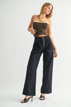 Load image into Gallery viewer, Button Down Slim Wide Leg - Black