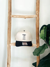 Load image into Gallery viewer, Embroidered Trucker Hat - Cream / Blk - Cream / Navy - Khaki / Black