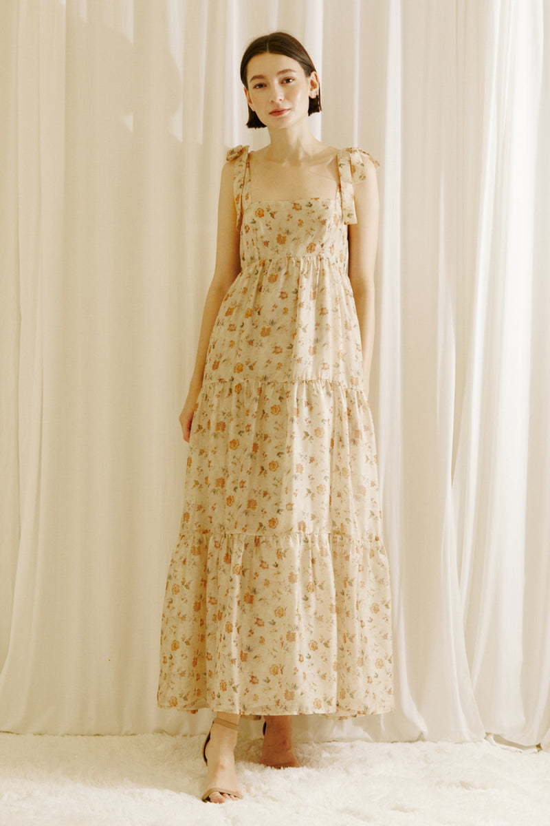 Shoulder Tie Floral Maxi Dress – Straight Line Boutique