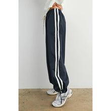 Load image into Gallery viewer, Striped Drawstring Wide-Leg Track Pants - Red w/ White Stripe - Navy w/ White stripe