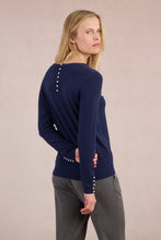 Load image into Gallery viewer, Pearl Detail Basic Crewneck Sweater - Navy
