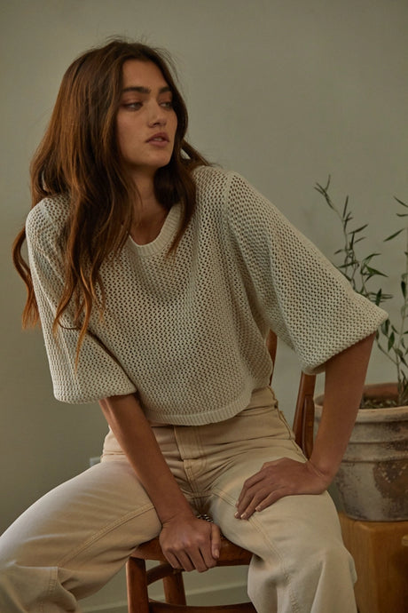 Cindy Crochet Sweater - Natural