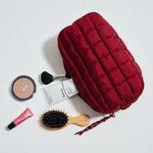 Load image into Gallery viewer, Cloud Nine Quilted Puffer Nylon Cosmetic Pouch - Black - Dove Grey - Burgundy - Denim - Olive