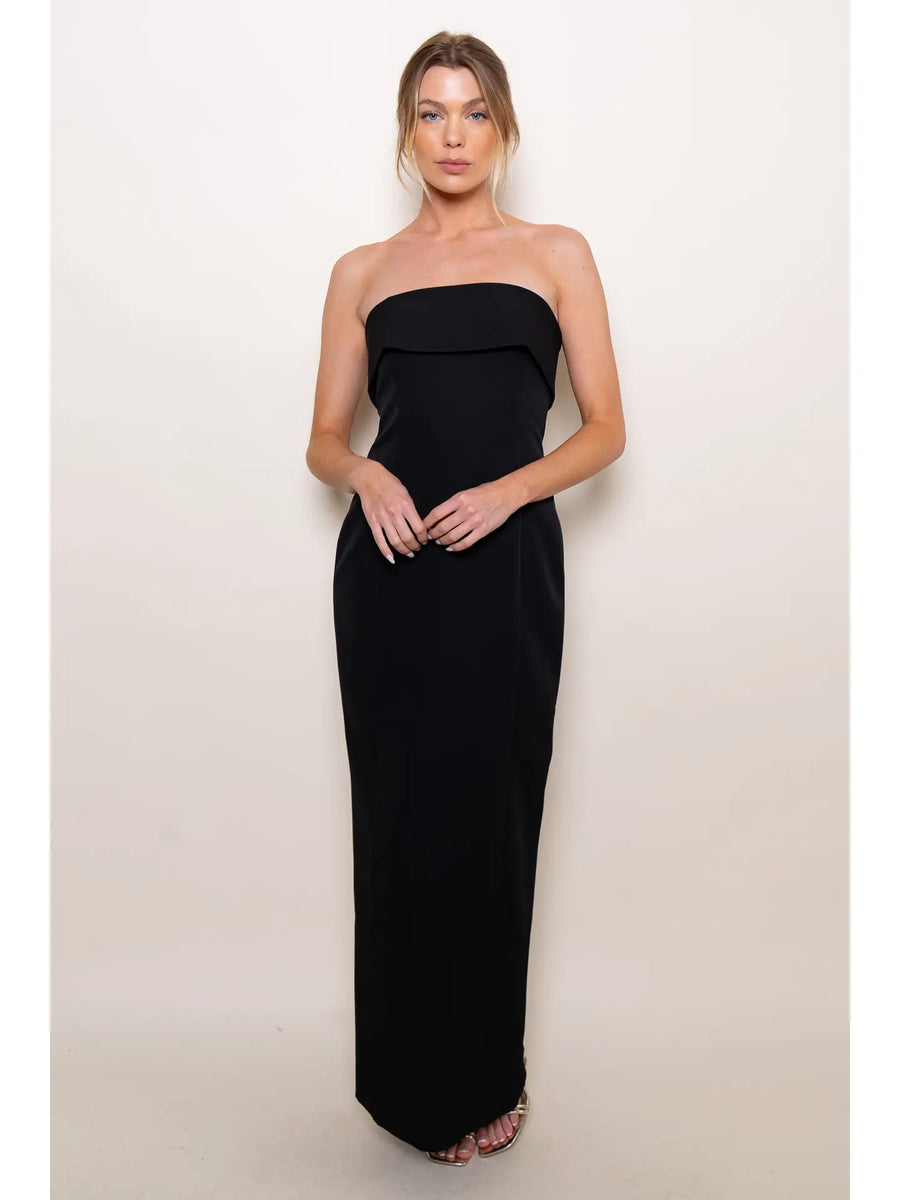Fold Over Strapless Cocktail Dress – Straight Line Boutique