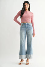 Load image into Gallery viewer, Onyx Two Toned Hem Wide Leg Jeans - Light Denim (DP884)
