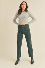 Load image into Gallery viewer, Luna Cut Off Cropped Straight Jeans - Dark Emerald