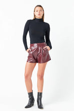 Load image into Gallery viewer, Shiny High Waist Faux Leather Shorts