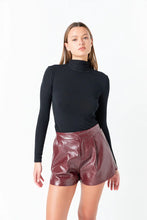 Load image into Gallery viewer, Shiny High Waist Faux Leather Shorts