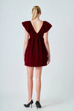Load image into Gallery viewer, Velvet Satin Bow Mini Dress - Merlot - Black (HN3627D)
