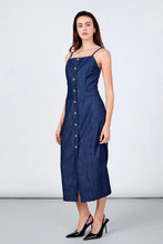 Load image into Gallery viewer, Denim Midi Dress - Dk Navy