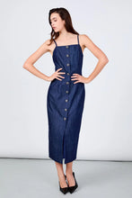Load image into Gallery viewer, Denim Midi Dress - Dk Navy