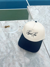 Load image into Gallery viewer, Embroidered Trucker Hat - Cream / Blk - Cream / Navy - Khaki / Black