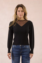 Load image into Gallery viewer, Illusion V Neck Sweater - Navy (Style EF1838DN)