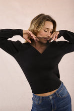 Load image into Gallery viewer, Illusion V Neck Sweater - Navy (Style EF1838DN)