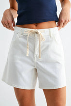 Load image into Gallery viewer, Tie Waist Longer Length Short - White