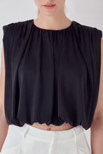 Load image into Gallery viewer, Shirred Shoulder Crop Top - Black (Style:J2307T)