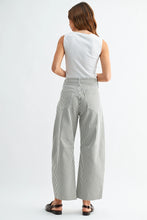 Load image into Gallery viewer, Seamed Barrel Jeans - Olive Stripe - Washed Black