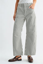 Load image into Gallery viewer, Seamed Barrel Jeans - Olive Stripe - Washed Black