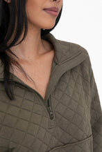 Load image into Gallery viewer, Quilted Jersey 1/4 Zip Sweatshirt - Black or Ivy Green