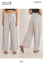 Load image into Gallery viewer, Striped Wide Leg Pants - Blue/Natural (Style #LA1887EE)