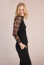 Load image into Gallery viewer, Delicate Lace Detail Top - Black (Style LA1329DN)
