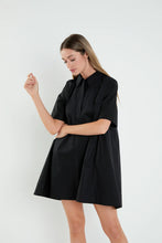 Load image into Gallery viewer, A-Line Shirt Dress - Black
