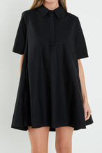 Load image into Gallery viewer, A-Line Shirt Dress - Black