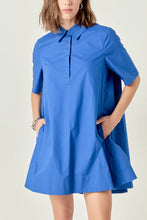 Load image into Gallery viewer, A-Line Shirt Dress - Blue