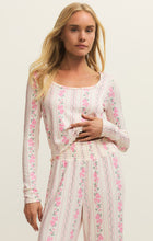 Load image into Gallery viewer, Marseille Boudoir LS Top - Vanilla Ice w/ Floral Print