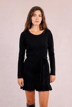Load image into Gallery viewer, Belted Knit Sweater Dress - Black