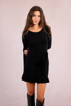 Load image into Gallery viewer, Belted Knit Sweater Dress - Black