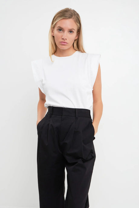 High Waist Pleated Trouser - Navy (shown in Black)