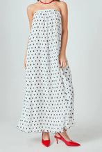Load image into Gallery viewer, Strapless Polka Dot Pleated Maxi - White/Blk (Stle: HN4089D)