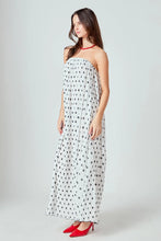 Load image into Gallery viewer, Strapless Polka Dot Pleated Maxi - White/Blk (Stle: HN4089D)