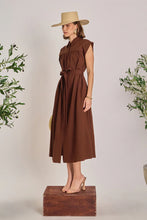 Load image into Gallery viewer, Belted Linen Midi Dress - Brown (HN5001D)