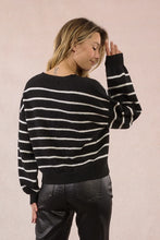 Load image into Gallery viewer, Red Heart Striped Sweater - Blk w/ White Stripes (Style LA1780DN)