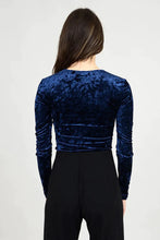 Load image into Gallery viewer, Roxi Velvet Bodysuit - Navy - Burgundy