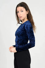 Load image into Gallery viewer, Roxi Velvet Bodysuit - Navy - Burgundy