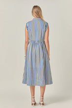 Load image into Gallery viewer, Searsucker Striped Midi Dress - Navy/White (Style #SS1490D)