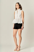 Load image into Gallery viewer, Peplum Mixed Media Top - White (Style #SS1667T)