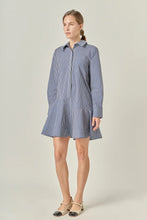 Load image into Gallery viewer, Striped Flare Shirt Dress - Navy (Style #SS1851D)