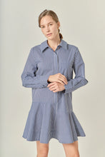 Load image into Gallery viewer, Striped Flare Shirt Dress - Navy (Style #SS1851D)