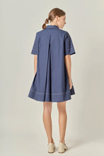 Load image into Gallery viewer, Contrast Stitch Mini Shirt Dress - Navy (Style #SS1860D)